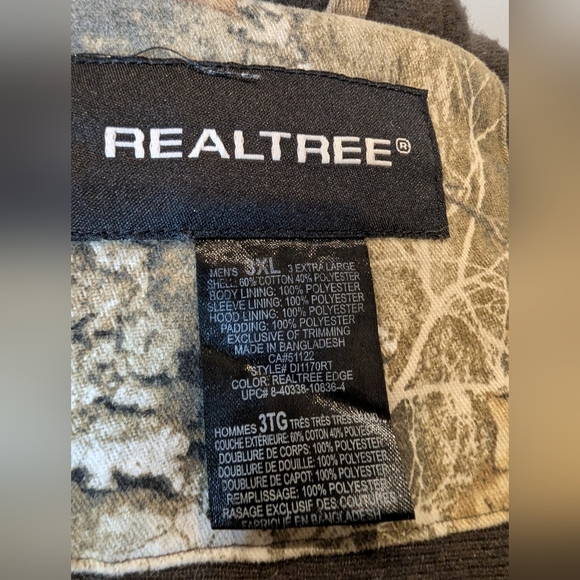 Real Tree Edge 3XL Bomber Jacket with hood, Men's size 3XL - Picture 8 of 11